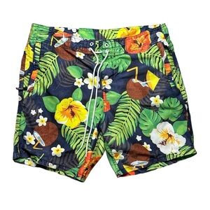 WESC size Medium/32 Tropical print swim trunks
